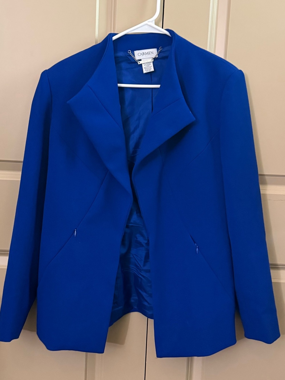 Carmen Bright Blue Women's Open Front Blazer Jacket